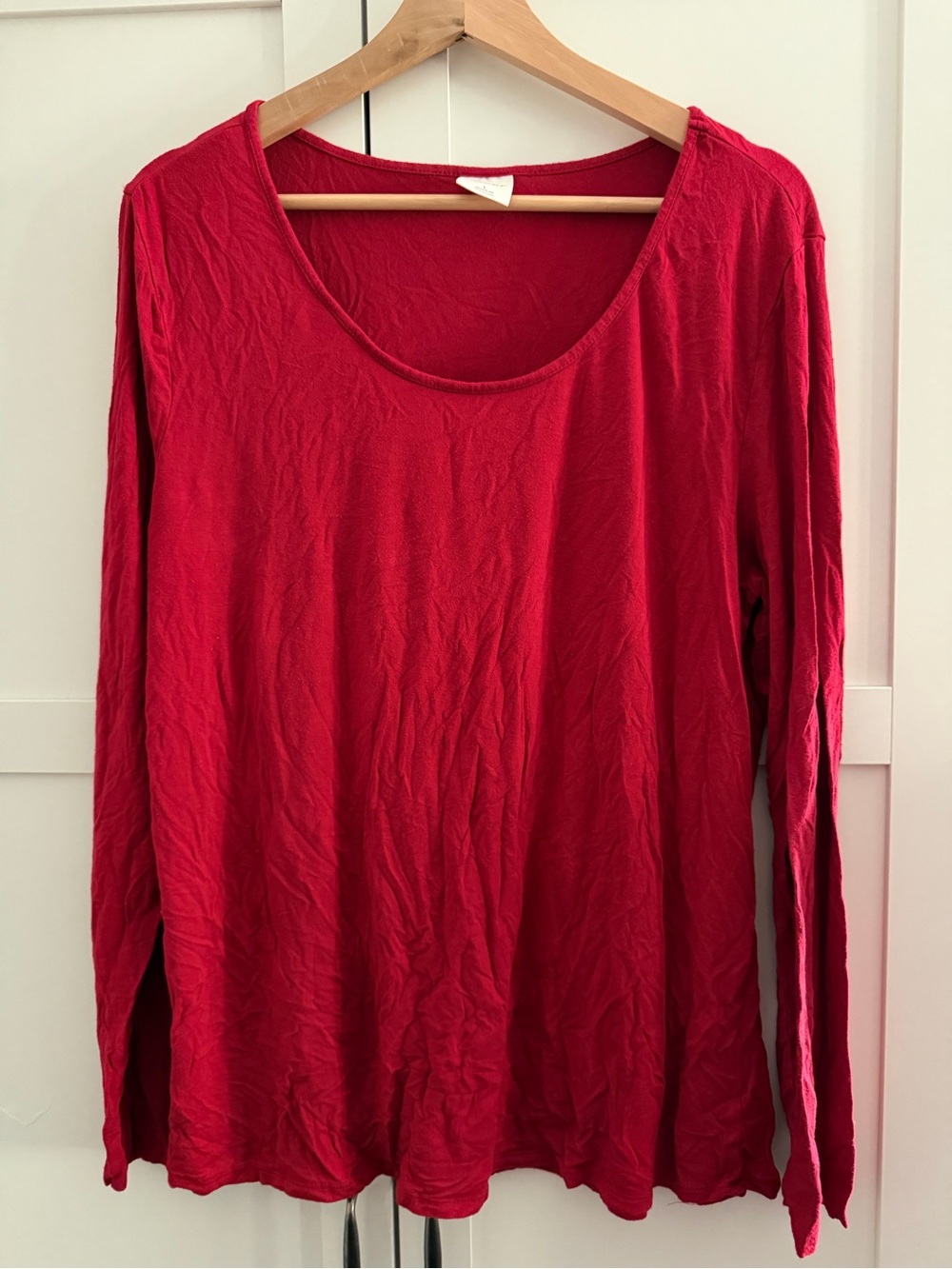 Soma Scoop Neck Long-Sleeve Pajama Top in Red